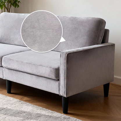 Gray Linen Loveseat Sofa - 78" Small Space Design for Living Room