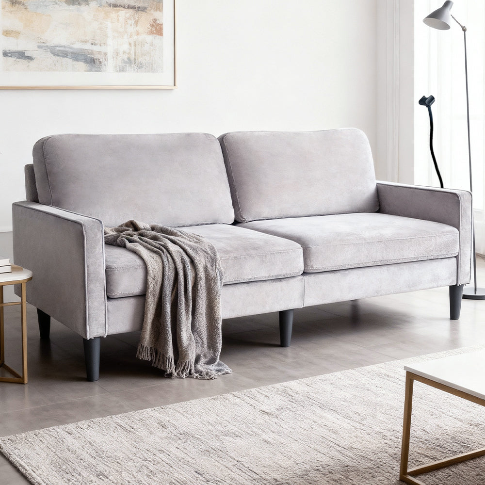 Gray Linen Loveseat Sofa - 78" Small Space Design for Living Room