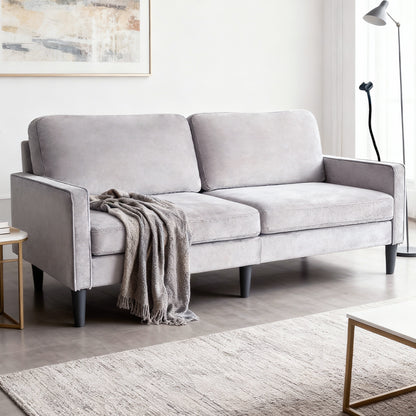 Gray Linen Loveseat Sofa - 78" Small Space Design for Living Room