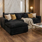 108-inch high-resilience boneless sponge sofa with 30 density, double-layer cloud-like cushions, multiple combination options, no installation required / Black