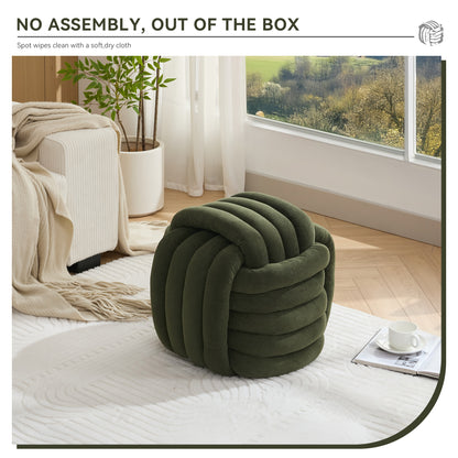 Modern Chenille Ottoman - Comfortable Footstool, Green
