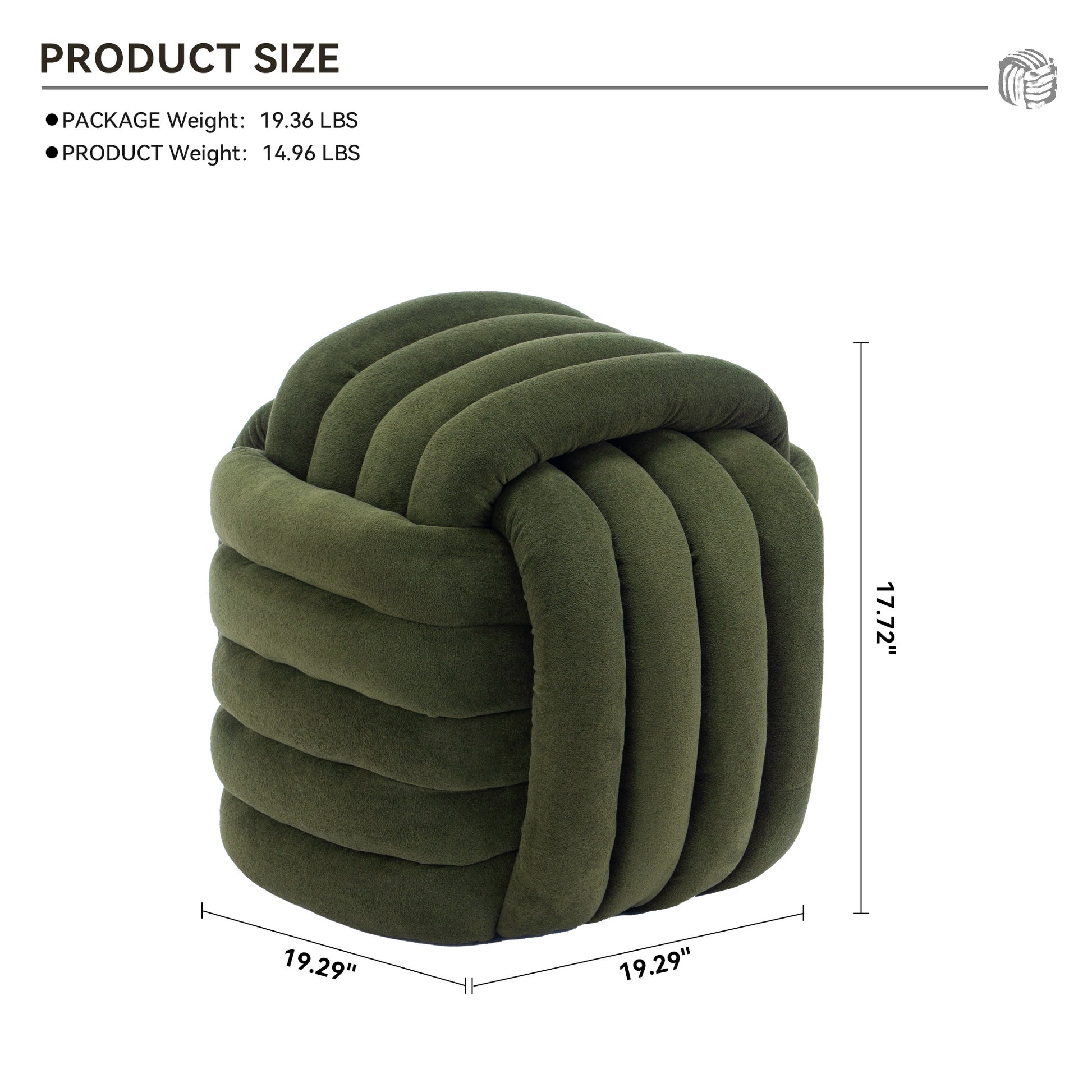Modern Chenille Ottoman - Comfortable Footstool, Green