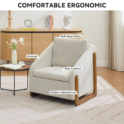 Beige Chenille Armchair - Modern Accent Chair