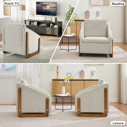 Beige Chenille Armchair - Modern Accent Chair