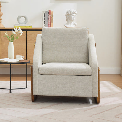 Beige Chenille Armchair - Modern Accent Chair