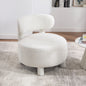 063-Teddy Fabric armless accent chair with curved backrest and solid wood legs upholstered chair slipper side chair  for primary living space bedroom vanity room or reading room ,White