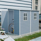 4x8ft Outdoor Storage Shed with Floor Resin shed with Two-Window, Waterproof ,Lockable Doors for Patio,Yard,Lawn --Gray (W540S00043)