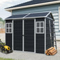 8 x 6ft  Resin Outdoor Storage Shed Waterproof Shed with Floor & Two Windows & Lockable Door, Tool Shed for Garden, Patio, Backyard ,Black