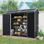 8 ft x 4 ft Outdoor Storage Shed with Two-Window and Double-Door, Plastic Shed with Floor for Gargen,Patio,Yard,Lawn,Black (W540S00046)(W540S00054)