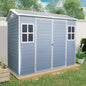 8 ft x 4 ft Outdoor Storage Shed with Two-Window and Double-Door, Plastic Shed with Floor for Gargen,Patio,Yard,Lawn,gray (W540S00045)(W540S00055)