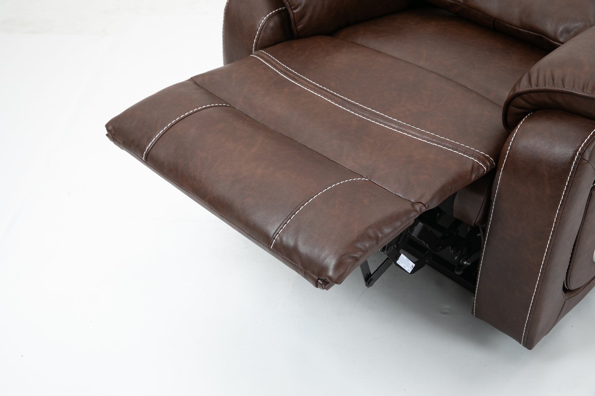 Brown Technical Leather Recliner with 180 Degree Flat Lie Function for Living Room