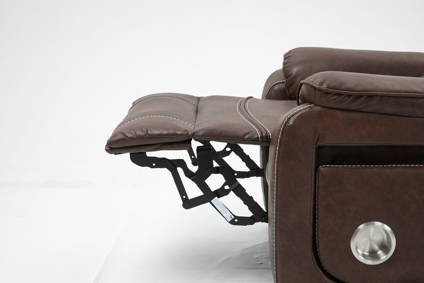 Brown Technical Leather Recliner with 180 Degree Flat Lie Function for Living Room