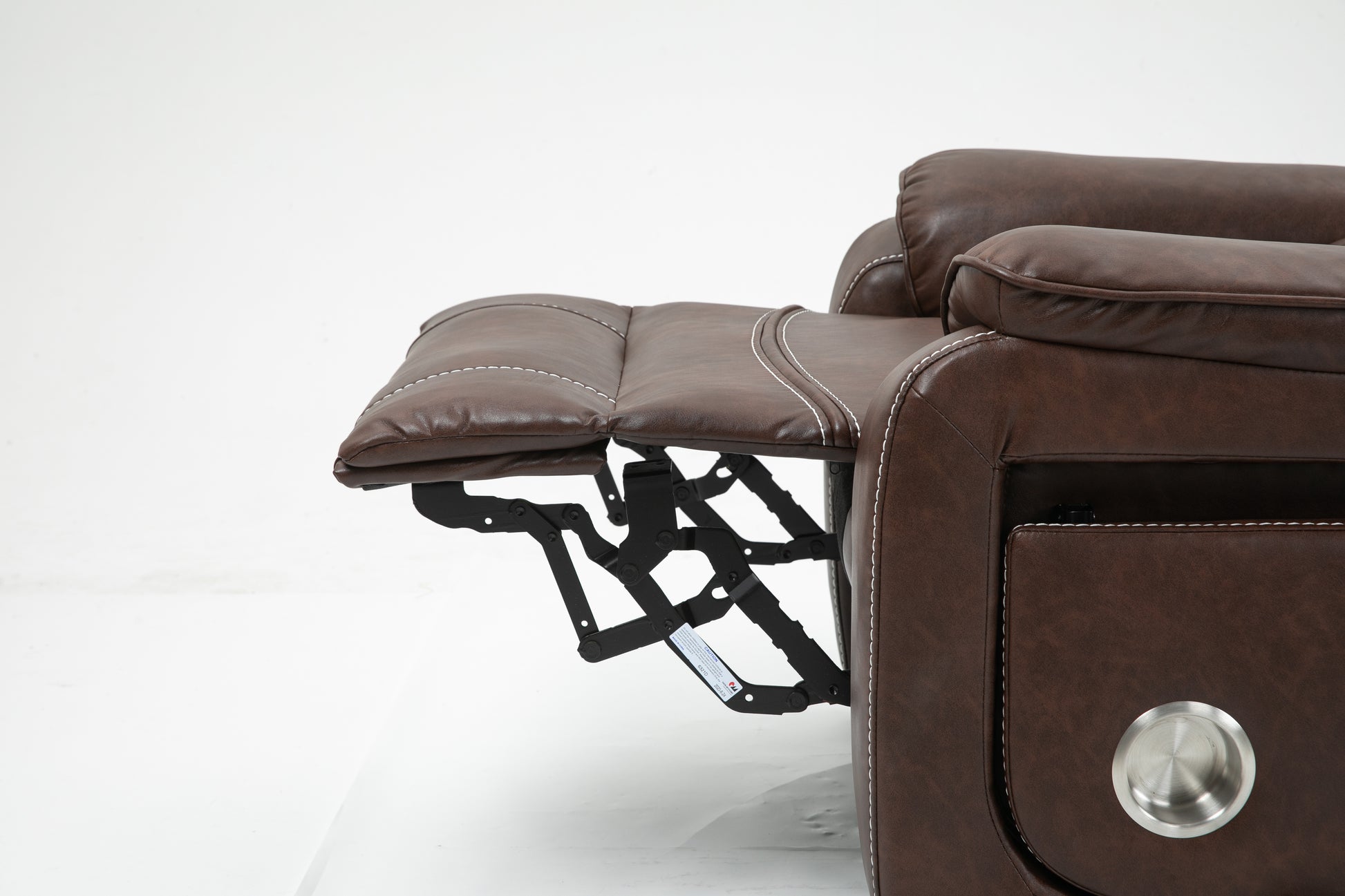 Brown Technical Leather Recliner with 180 Degree Flat Lie Function for Living Room