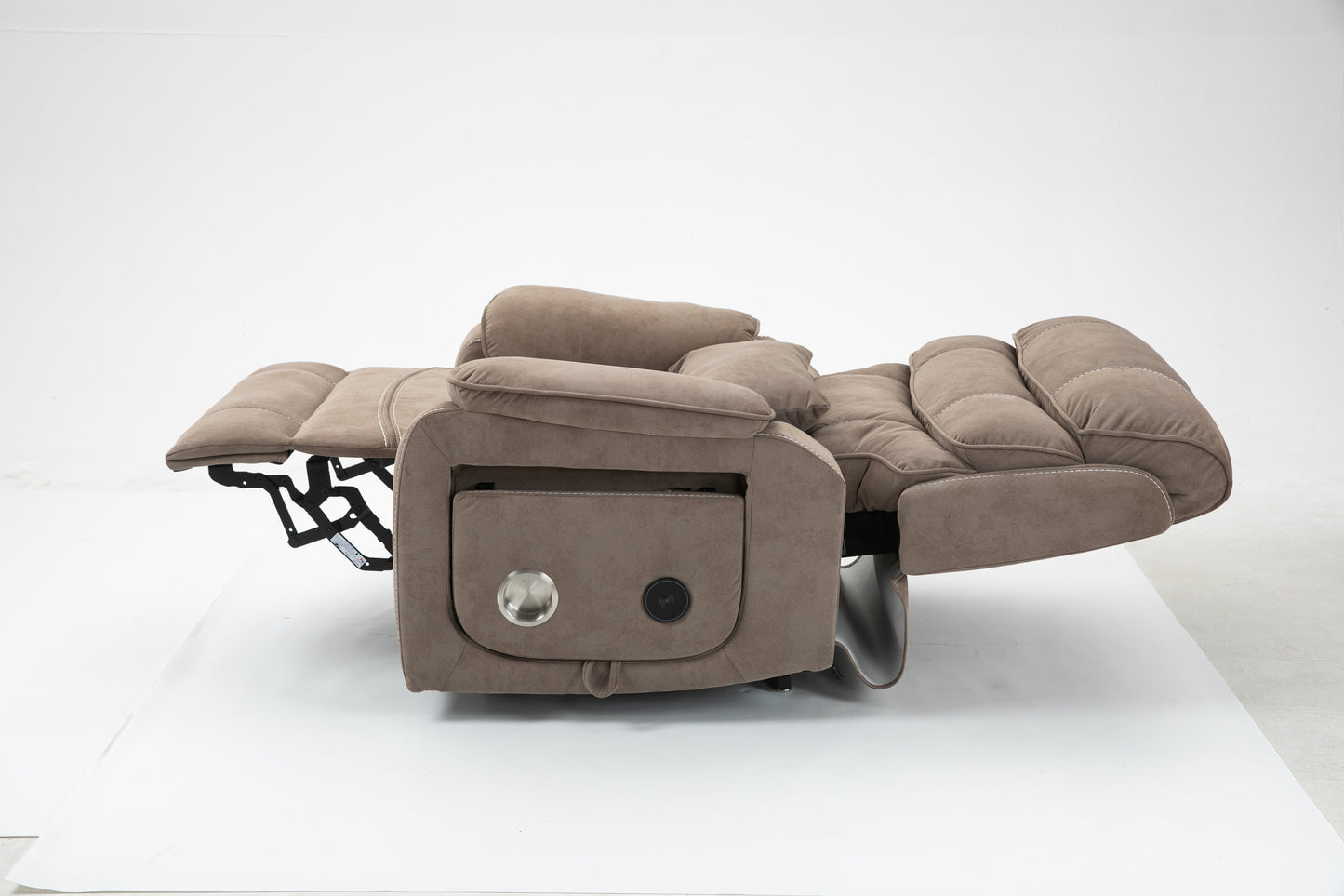 180 Degree Beige Brown Velvet Recliner - Large Lift Chair