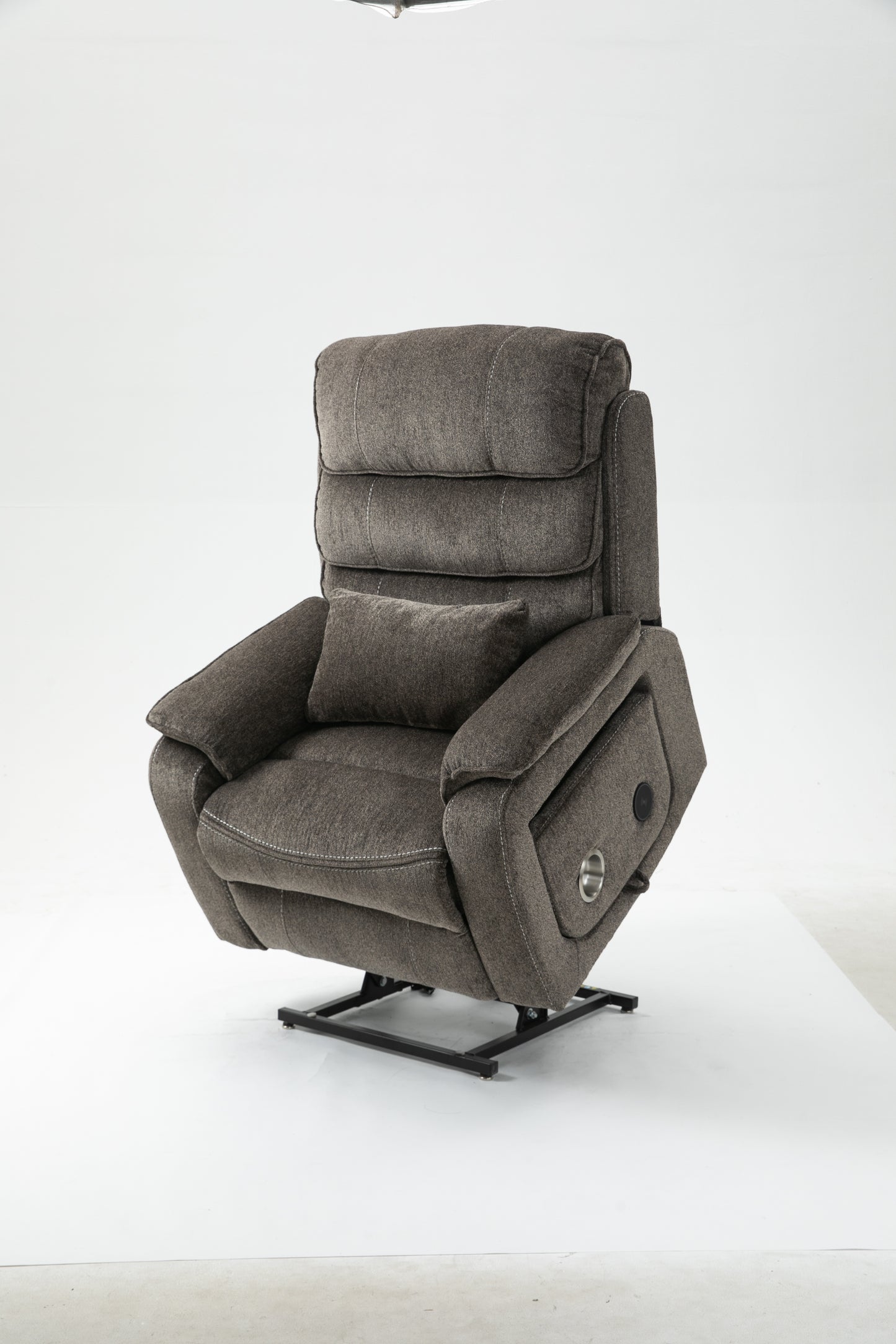 180 Degree Light Brown Chenille Recliner - Large Massage Chair