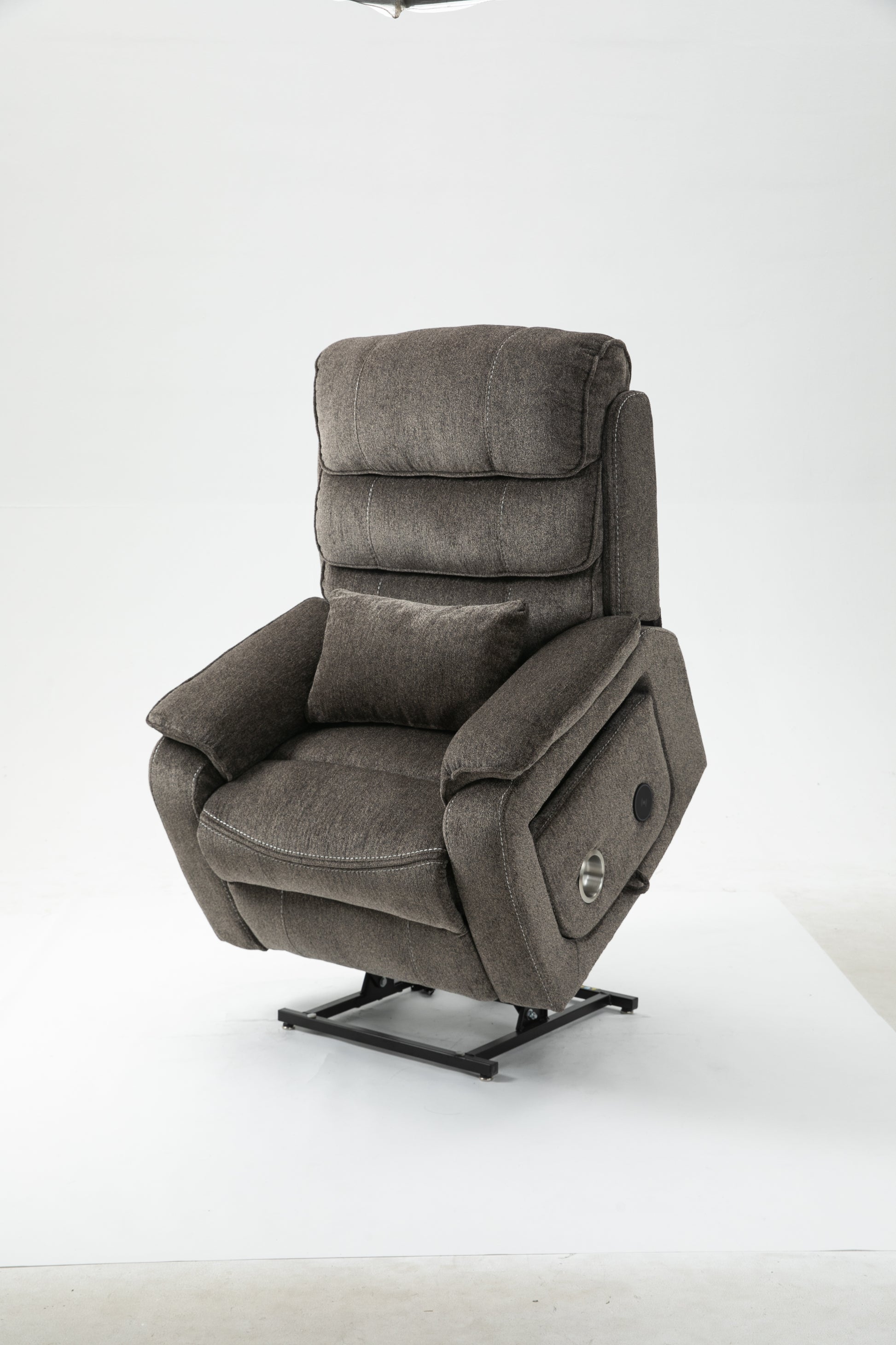 180 Degree Light Brown Chenille Recliner - Large Massage Chair