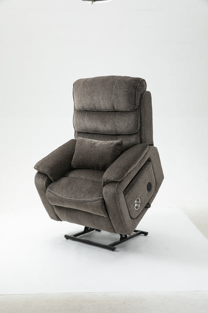 180 Degree Light Brown Chenille Recliner - Large Massage Chair