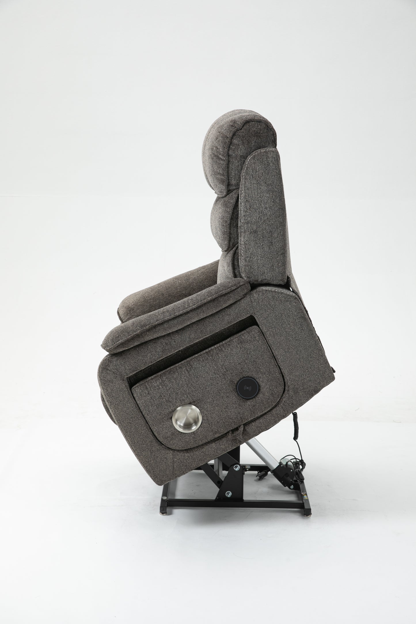 180 Degree Light Brown Chenille Recliner - Large Massage Chair