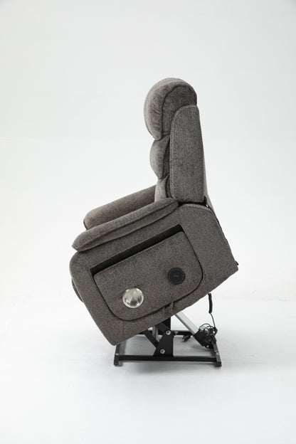 180 Degree Light Brown Chenille Recliner - Large Massage Chair