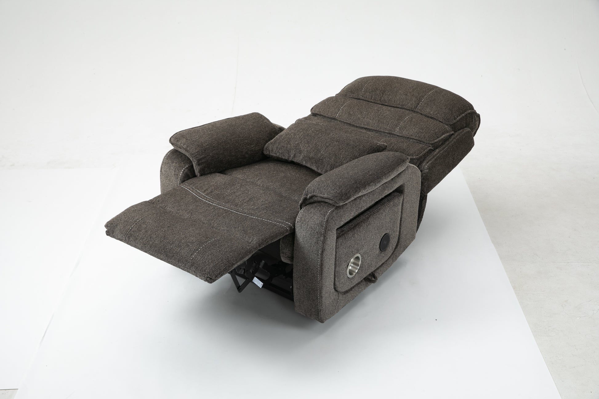 180 Degree Light Brown Chenille Recliner - Large Massage Chair