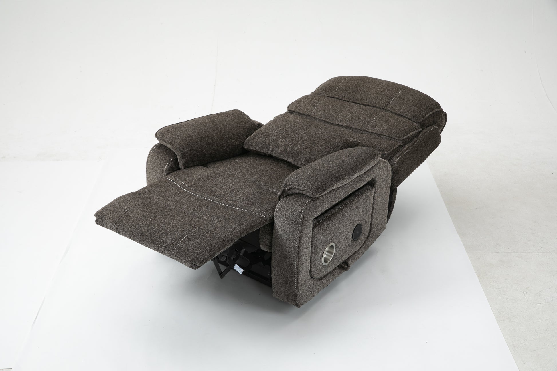 180 Degree Light Brown Chenille Recliner - Large Massage Chair