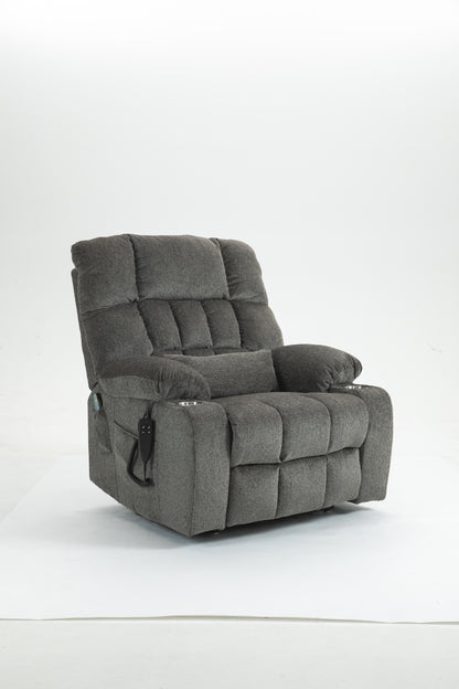 Lift Chair for Big and Tall Person with Inconvenient Legs: High Density Foam Lift Sofa with Heat and Massage, 2 Pockets, 2 Cup Holder, 2 Remote, OKIN Motor
