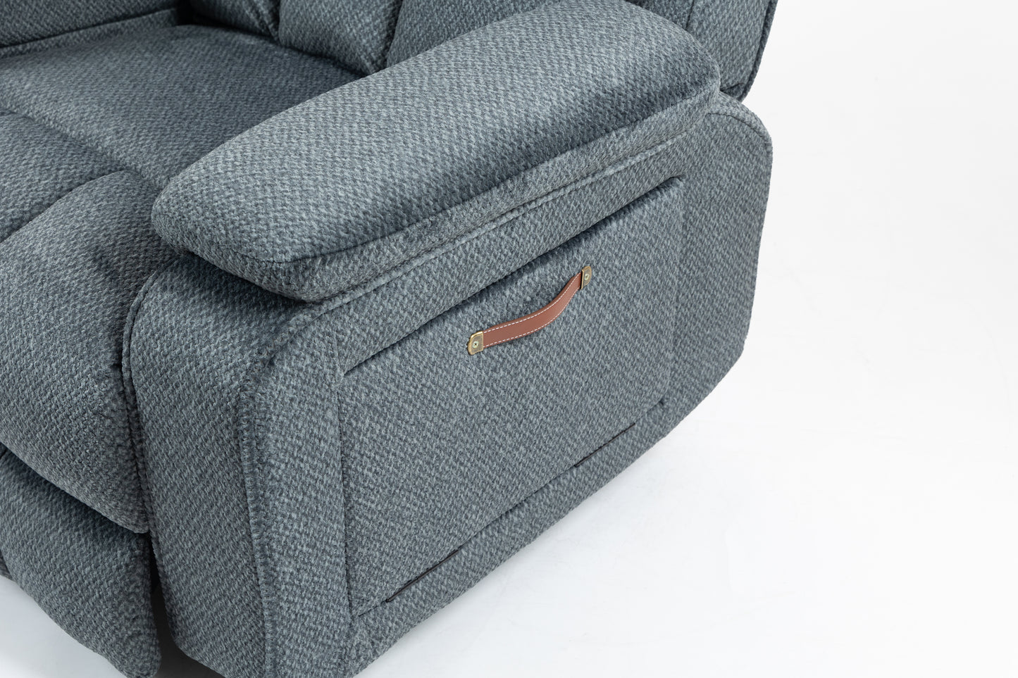 Blue-Green Chenille Power Lift Recliner - Elderly & Big Man