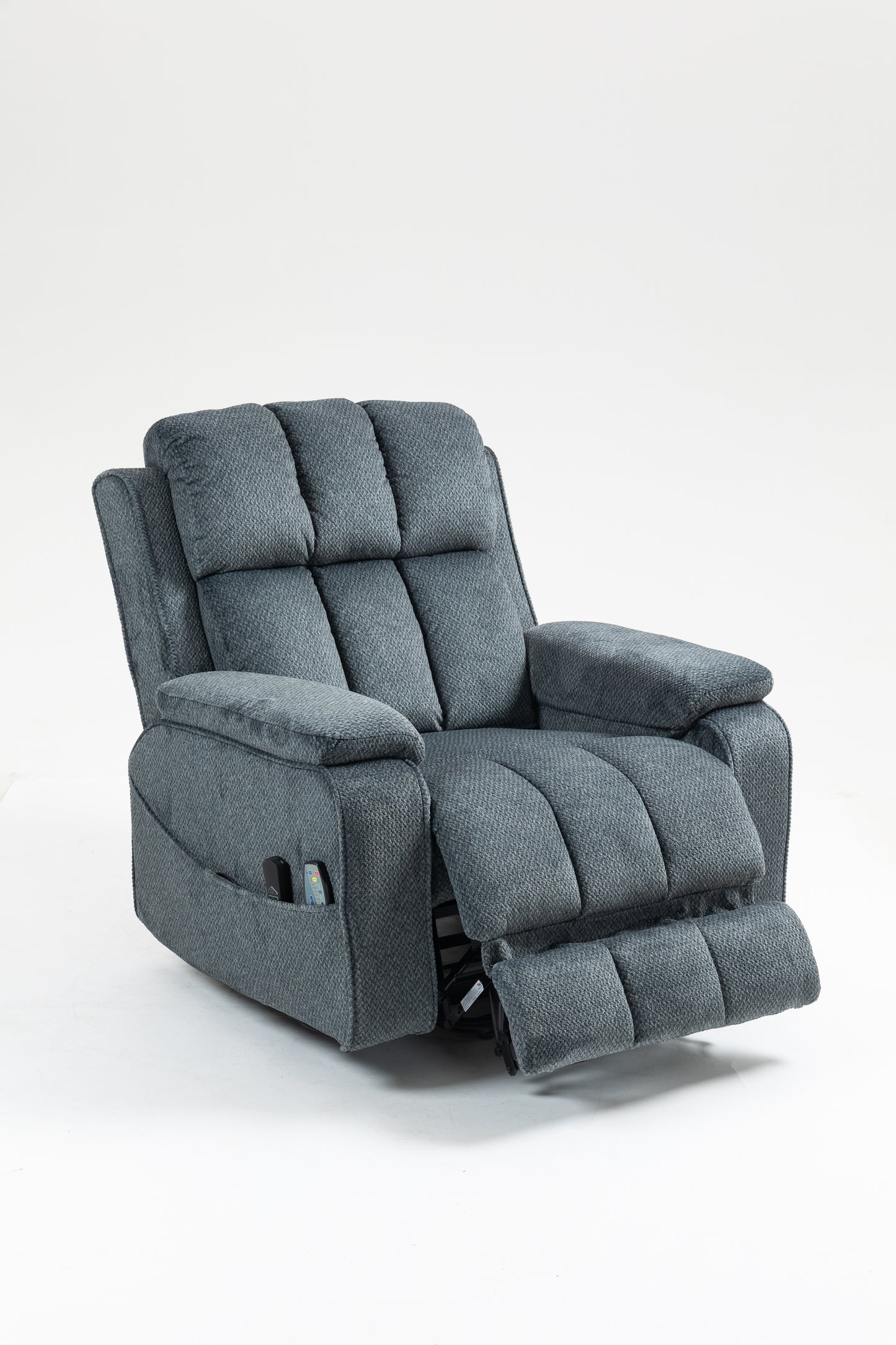 Blue-Green Chenille Power Lift Recliner - Elderly & Big Man