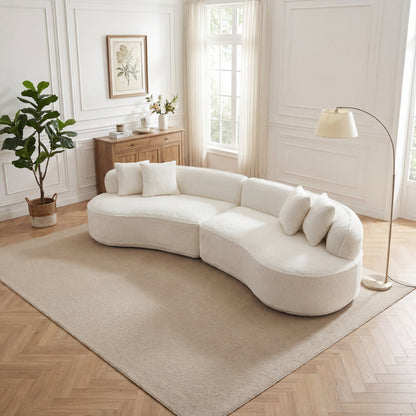 Modern Curved L-Shape Luxury Sectional Oversized Sofa: Minimalist Design, Comfy Sleeper Couch for Living Room, Apartment & Reception Spaces,No Assembly Required