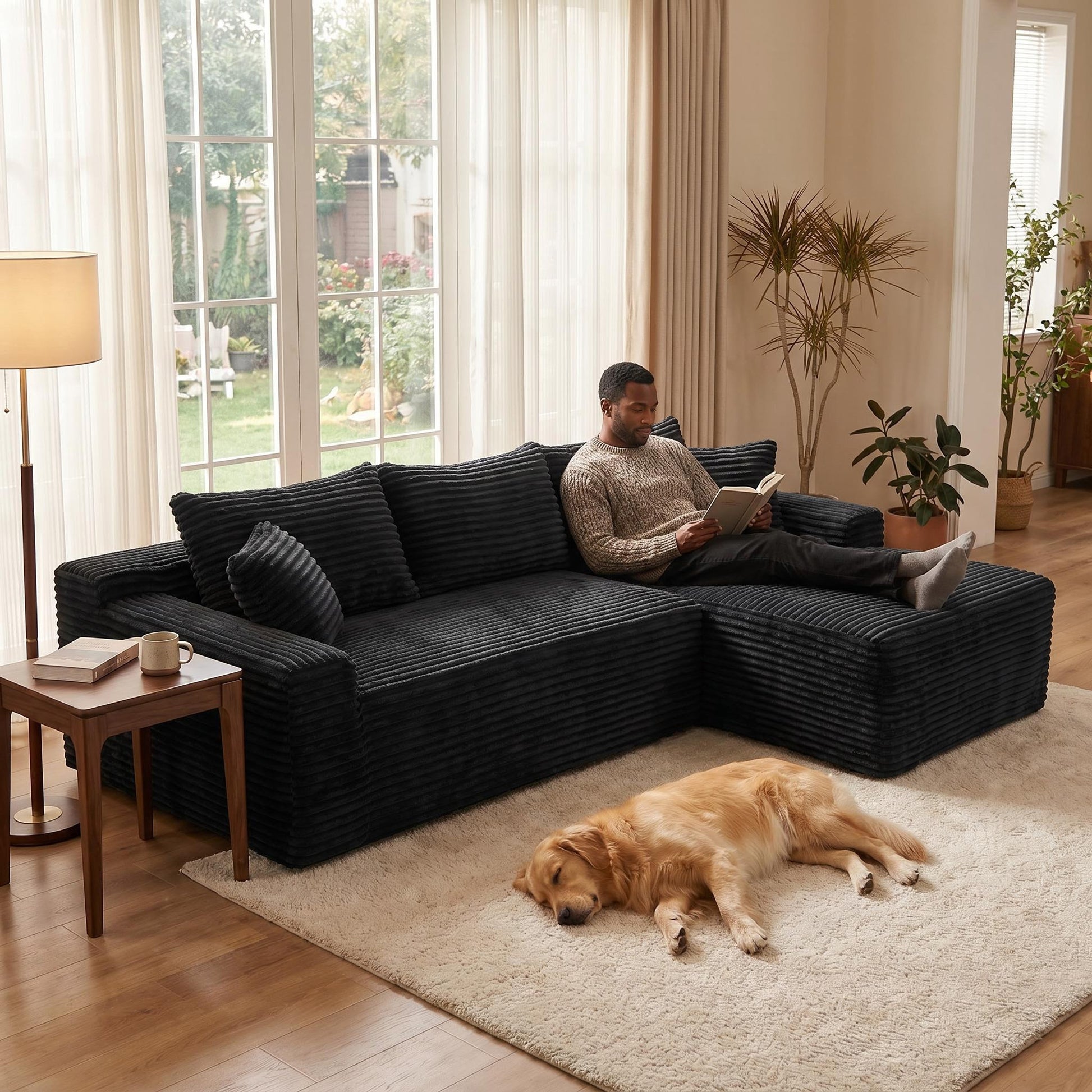 106.3" Cloud Modular Sectional Sofa Couch with L-Shape Chaise,Modern Minimalist Upholstered Couches for Living Room Bedroom,Deep Seat Corner Couch,No Assembly Required