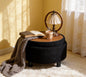 25Inch Round Storage Ottoman with Tray, ModernTufted Fabric Circle Coffee Table with Storage, Upholstered  Ottoman with Removable Top for Living Room, Bedroom,Black