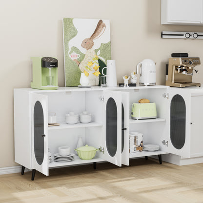 60" White MDF Buffet Cabinet with Storage Doors