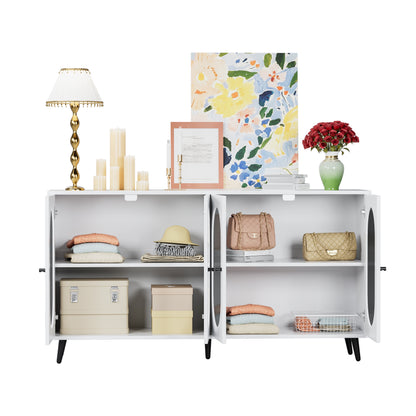 60" White MDF Buffet Cabinet with Storage Doors