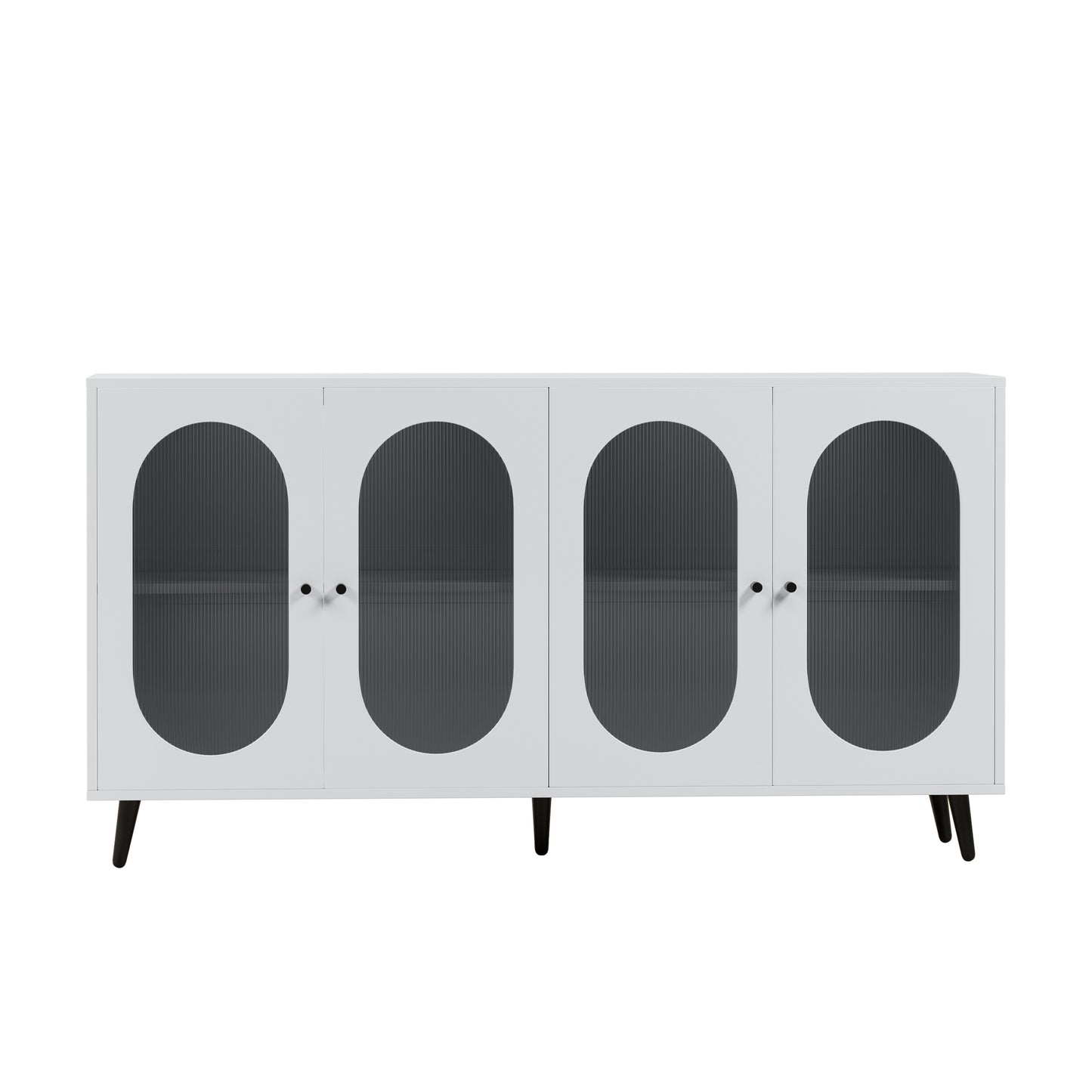 60" White MDF Buffet Cabinet with Storage Doors