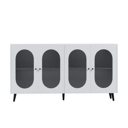 60" White MDF Buffet Cabinet with Storage Doors