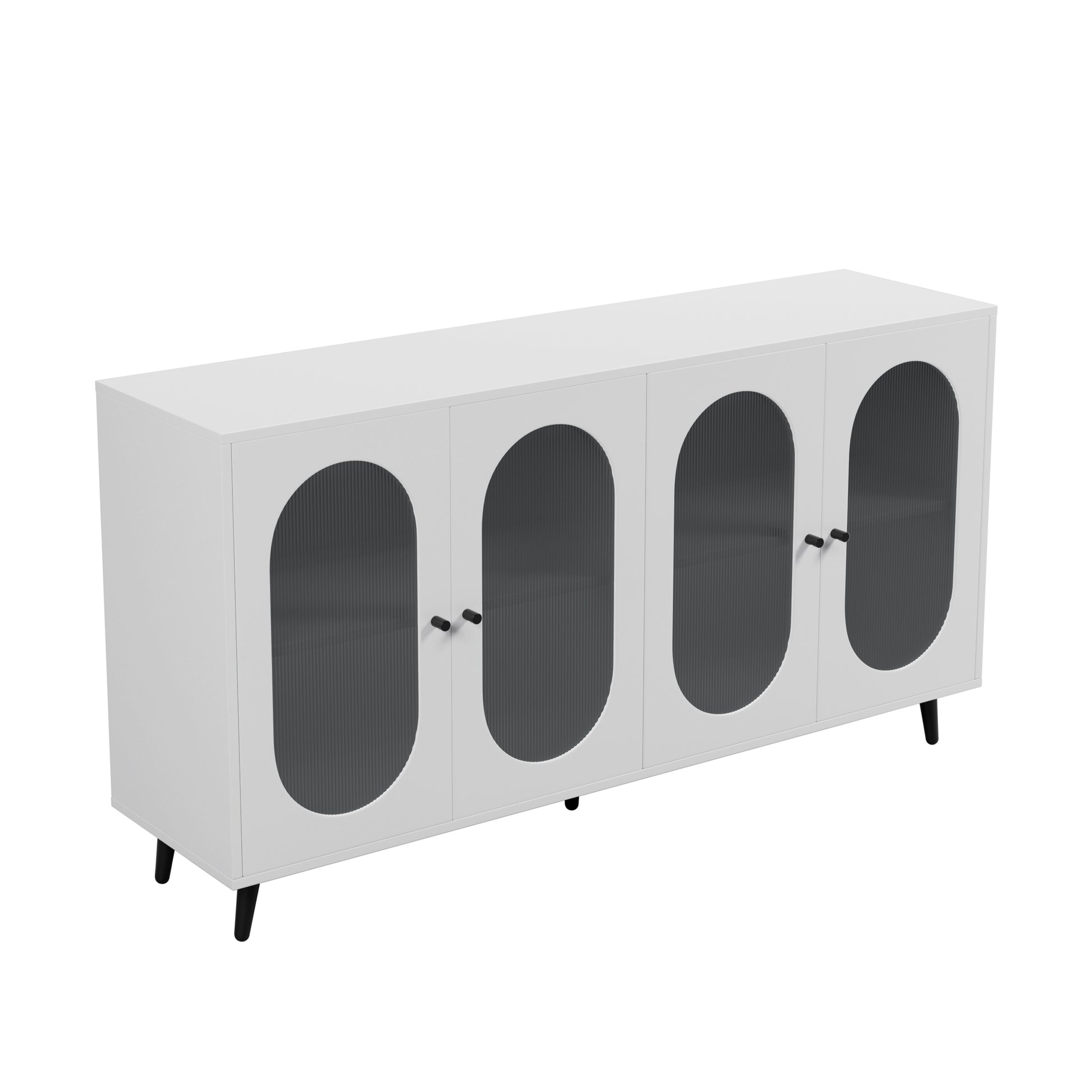 60" White MDF Buffet Cabinet with Storage Doors