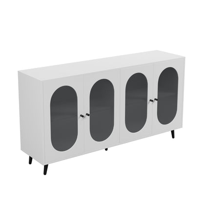 60" White MDF Buffet Cabinet with Storage Doors