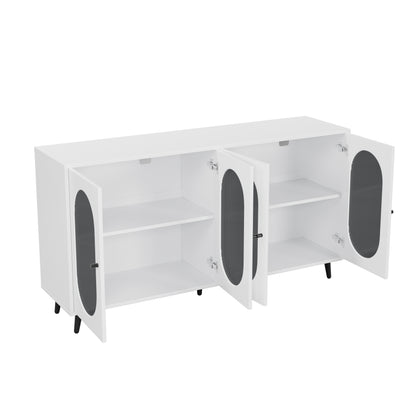 60" White MDF Buffet Cabinet with Storage Doors
