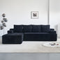 Modern Style L-Shaped Sectional Sofa with Side Pockets,wireless charging device, two USB charging ports, one cup holder, Bluetooth speaker,Reversible Lounge Chaise, Chenille Material,Black Color