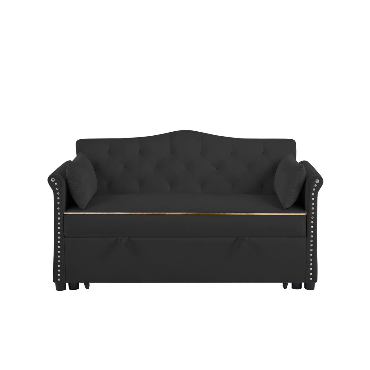 Black Velvet Sofa Bed - Converts to Bed for Living Room