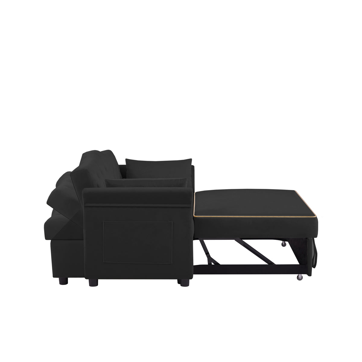 Black Velvet Sofa Bed - Converts to Bed for Living Room
