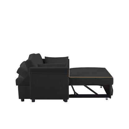 Black Velvet Sofa Bed - Converts to Bed for Living Room