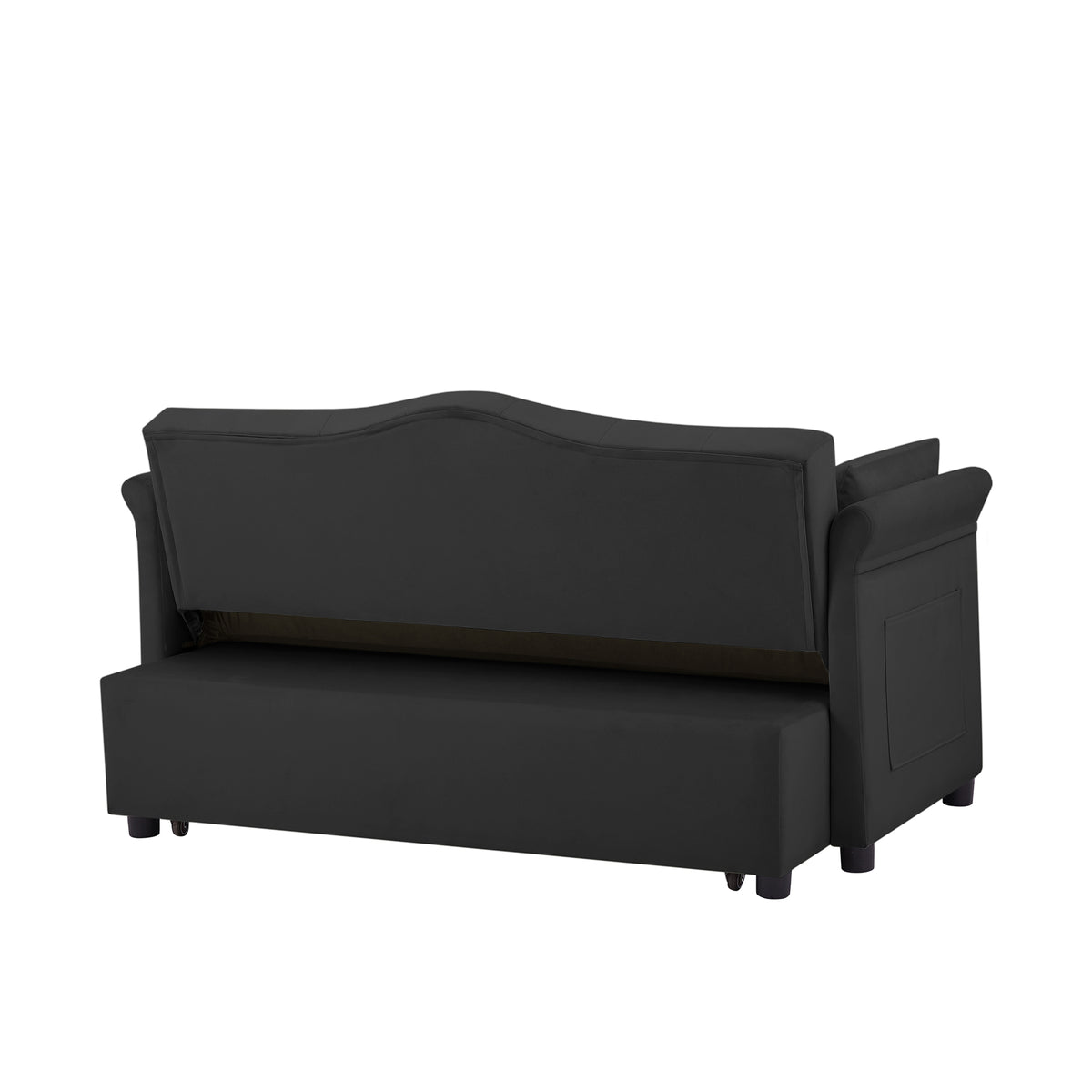 Black Velvet Sofa Bed - Converts to Bed for Living Room