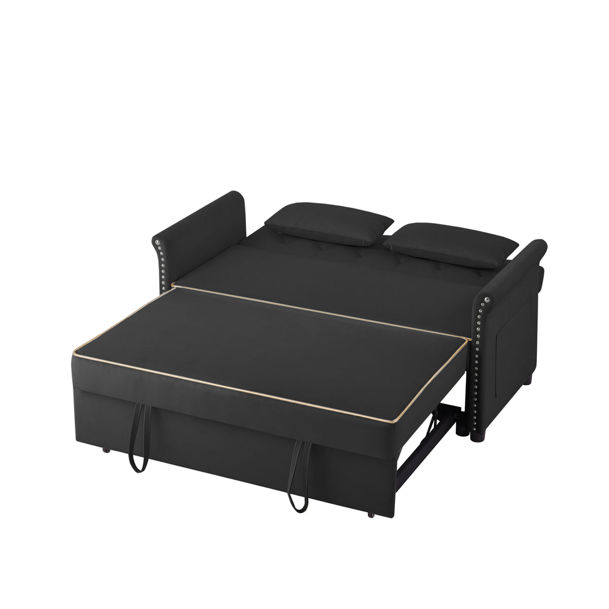 Black Velvet Sofa Bed - Converts to Bed for Living Room