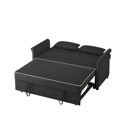 Black Velvet Sofa Bed - Converts to Bed for Living Room