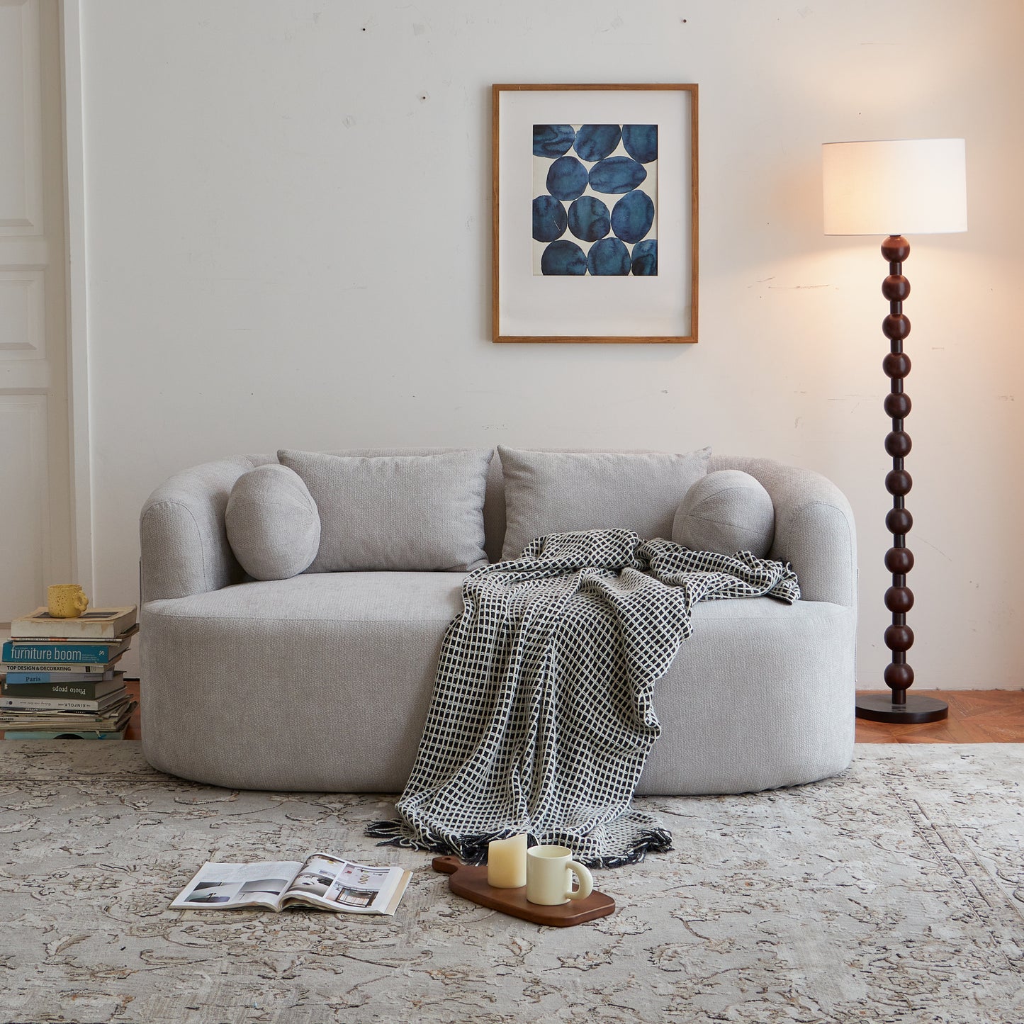 Sofa-in-a-Box, Memory Foam 2-Seater Couch, No Installation & Easy to Transport, Deep Seat Modern Sofa with chenille Fabric, Couch for Living Room, Bedroom, Apartment, Home Office,Gray