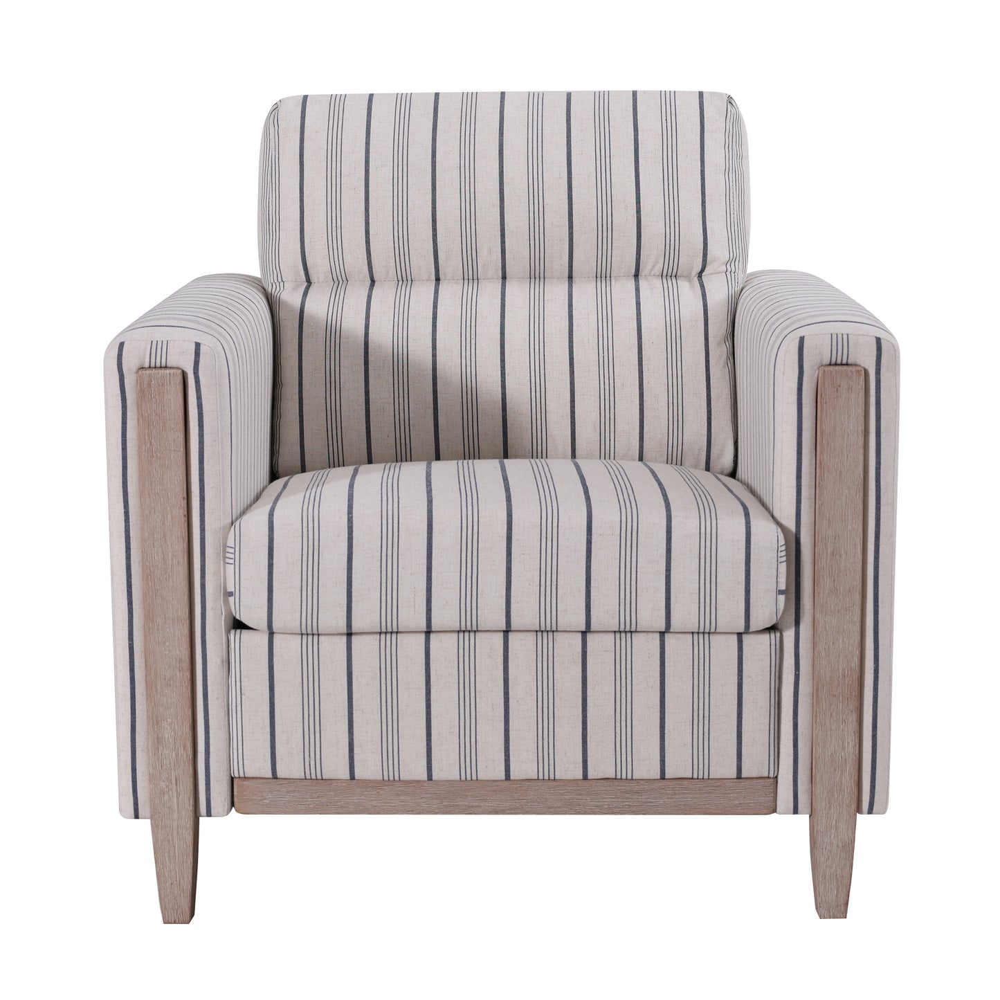 Blue and White Striped Polyester Sofa - 1 Seater Living Room Chair