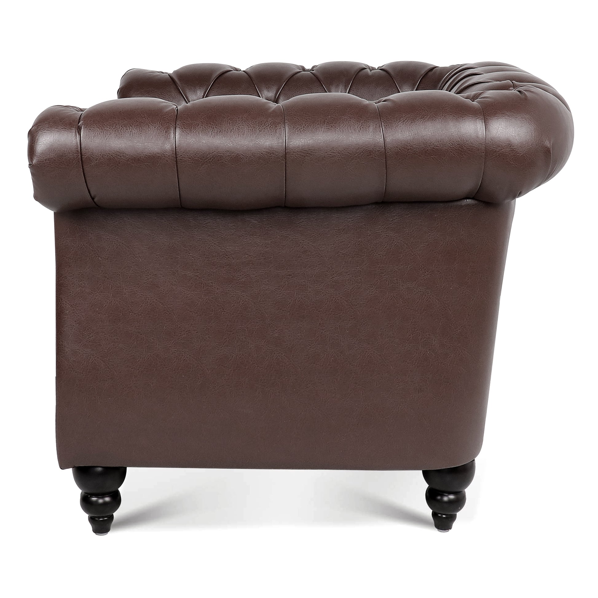 Dark Brown PU Leather 1 Seater Sofa - Living Room Accent