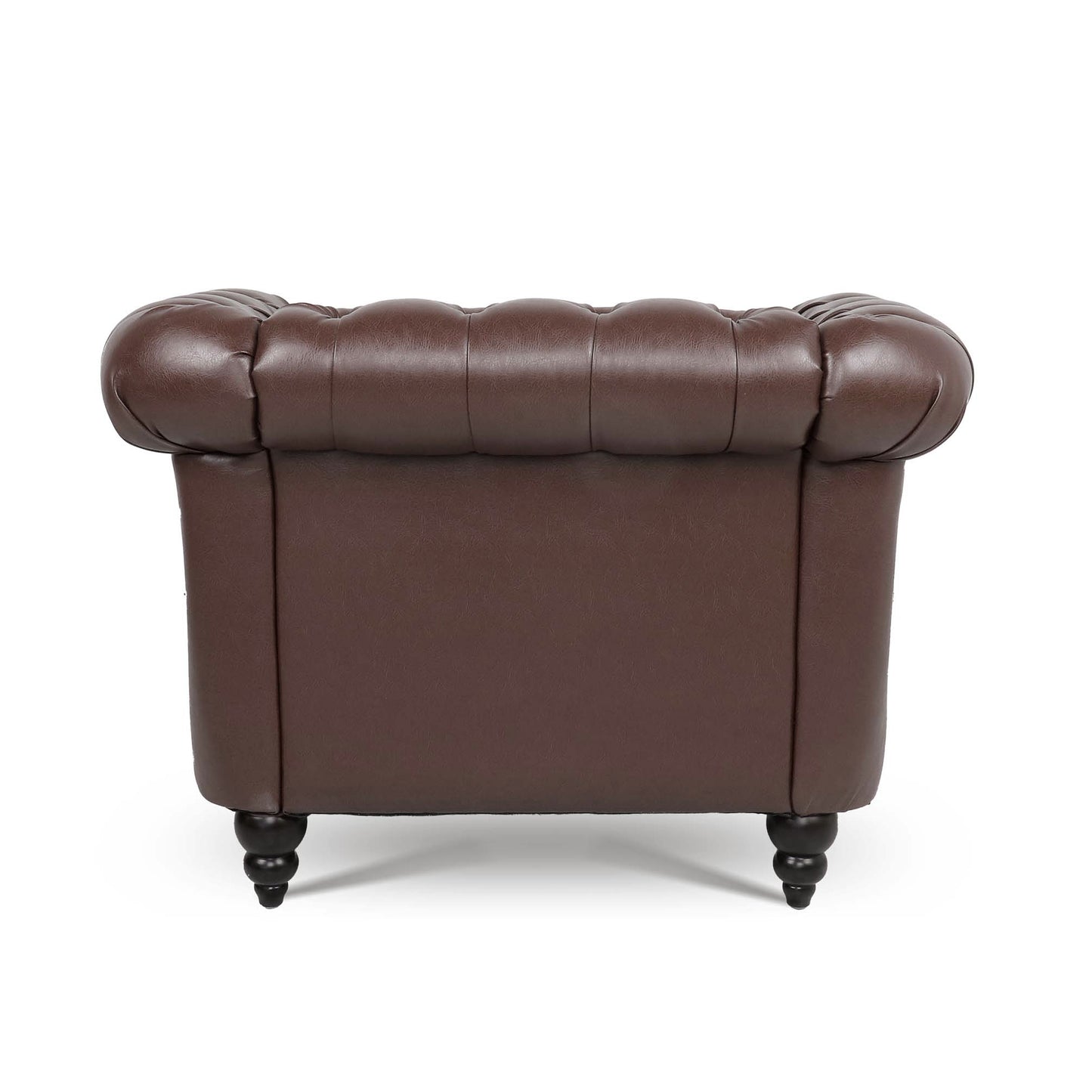 Dark Brown PU Leather 1 Seater Sofa - Living Room Accent