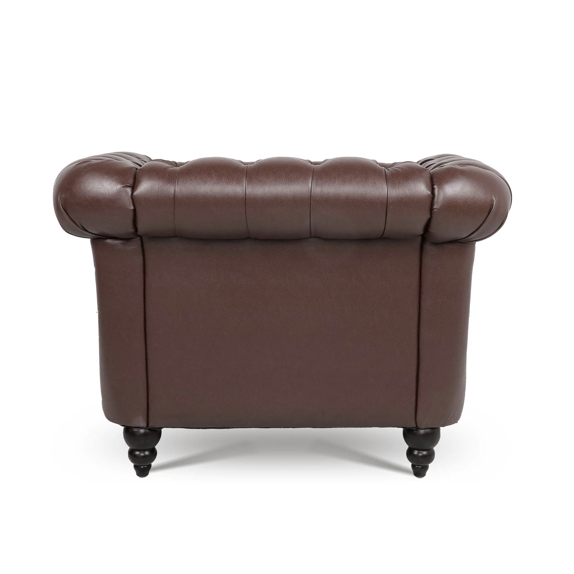 Dark Brown PU Leather 1 Seater Sofa - Living Room Accent